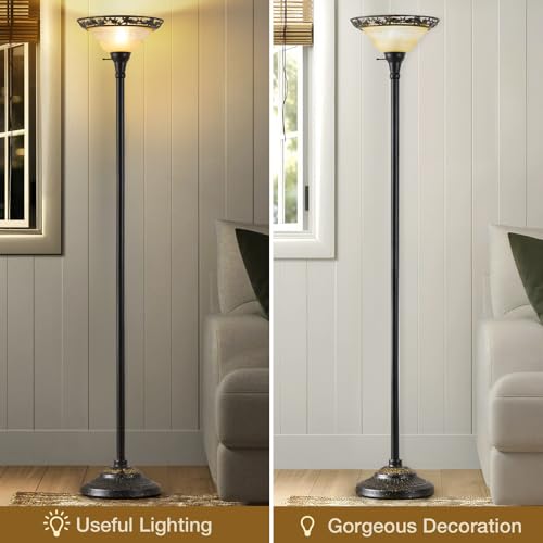 Torchiere Floor Lamps for Living Room (Black,Yellow2)