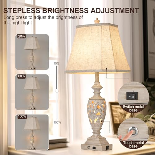 29.5"H Touch Control Traditional Table Lamp Set of 2 (White / Large)