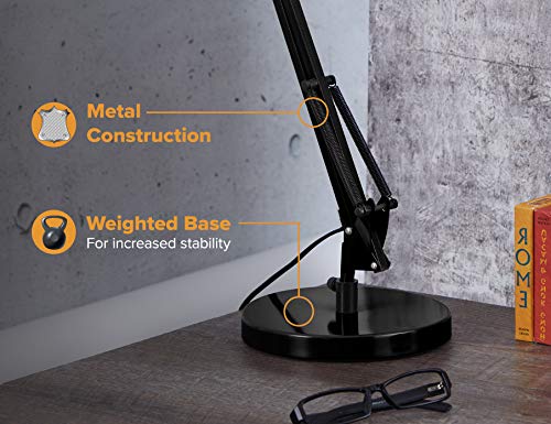 Office VLF100D Swing Arm Desk Lamp (36" Reach / Base, Black)