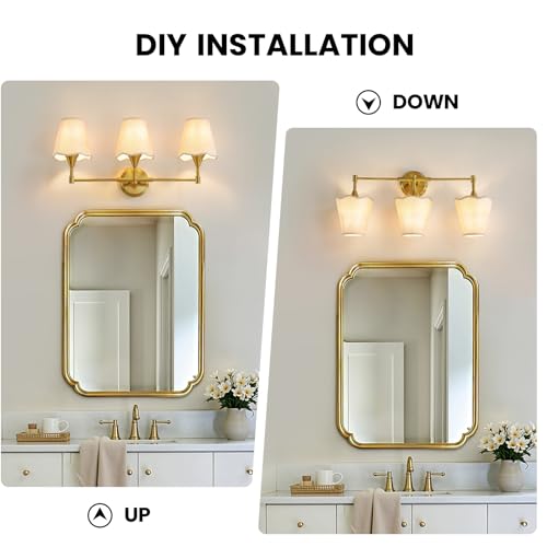 Gold Bathroom Vanity Light Fixtures (Brushed Gold / 3 LIGHT)
