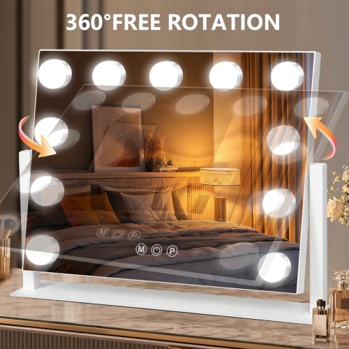 Vanity Mirror with Lights (White / 17"L x 13"W)