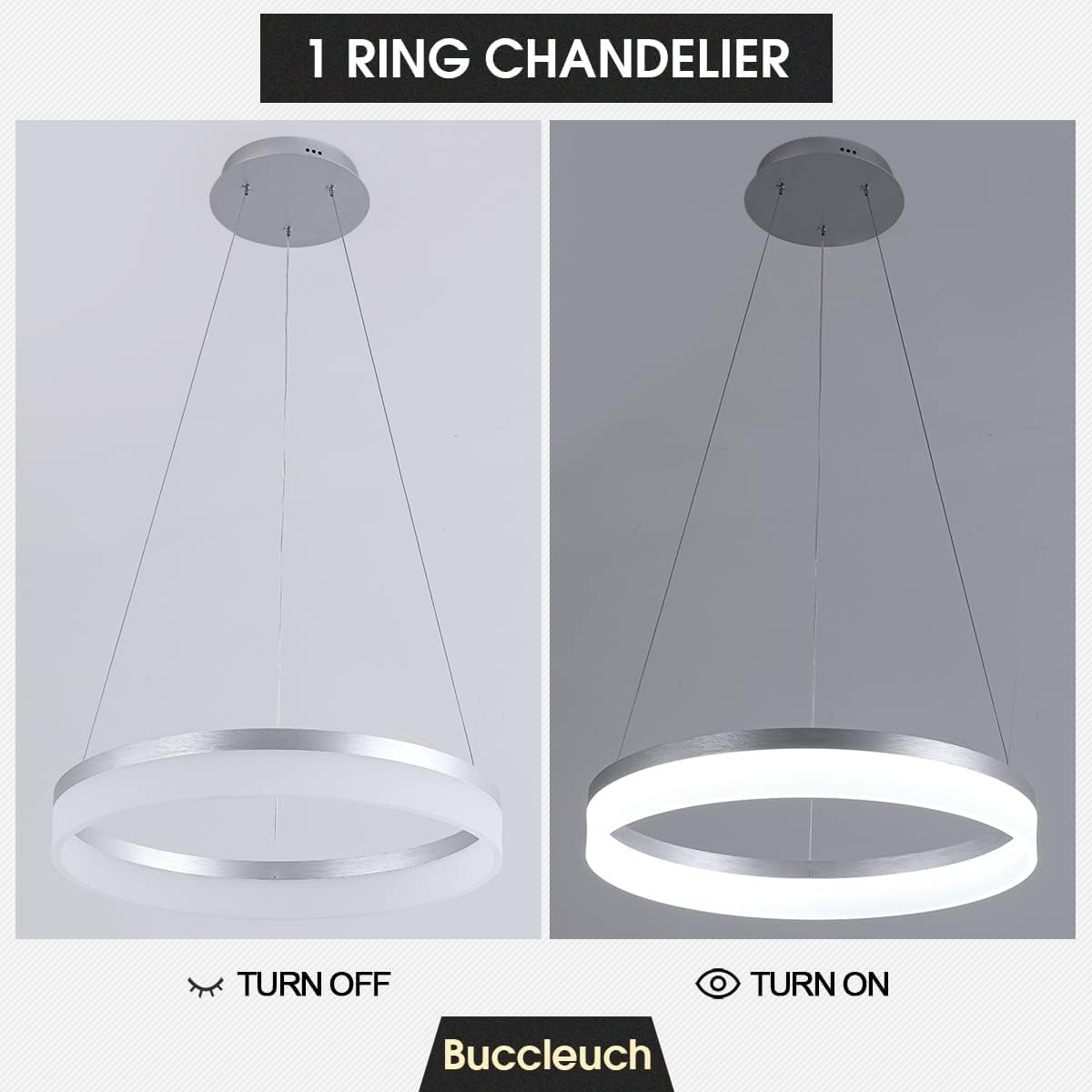 Modern LED Chandelier (Silver 1 Ring)