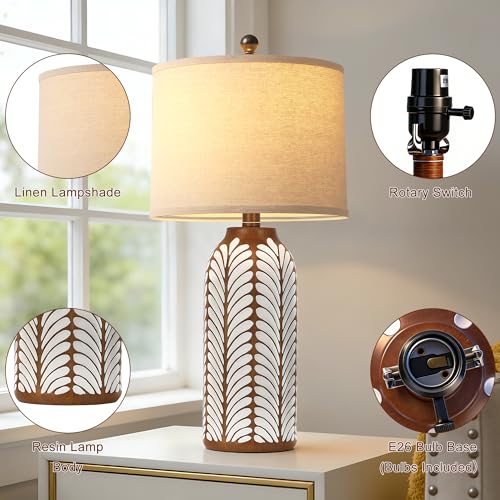 26.5'' Bedside Lamp Set of 2 (Wood Grain)