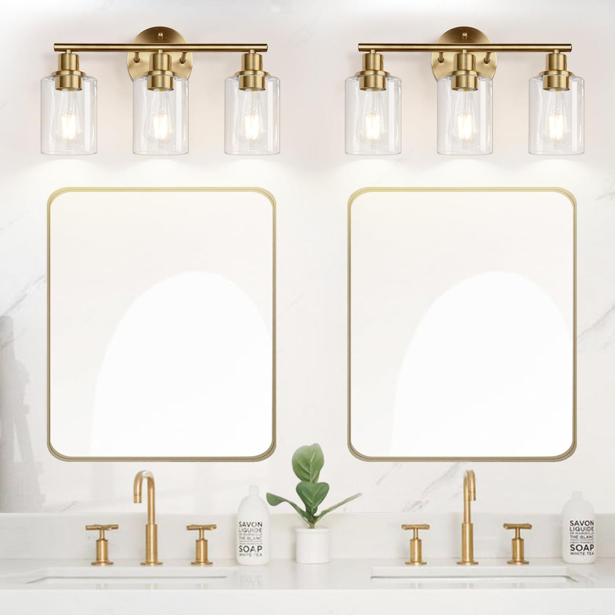 3 Light Bathroom Light Fixtures (Brass / 3-light)