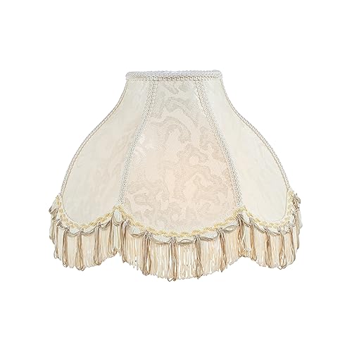 30335 Transitional Scallop Bell Shape Spider Construction Lamp Shade in Ivory with Abstract Pattern (Ivory with Abstract Pattern & 13" Wide)