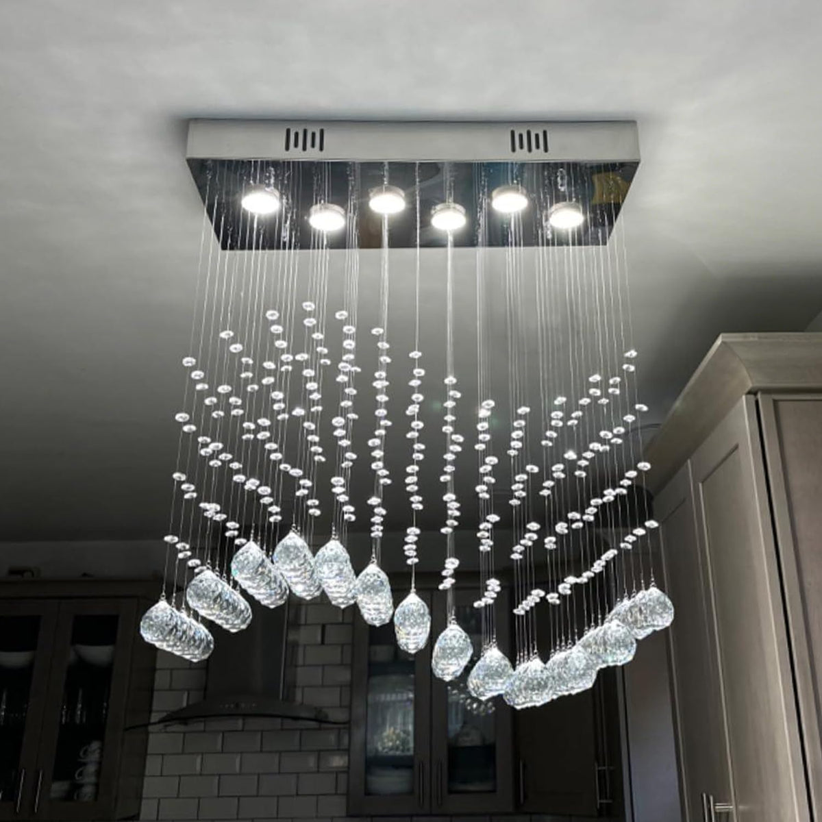 Modern Wave Chandelier (01-Silver-L23.6" x W9.8" x H27.56")