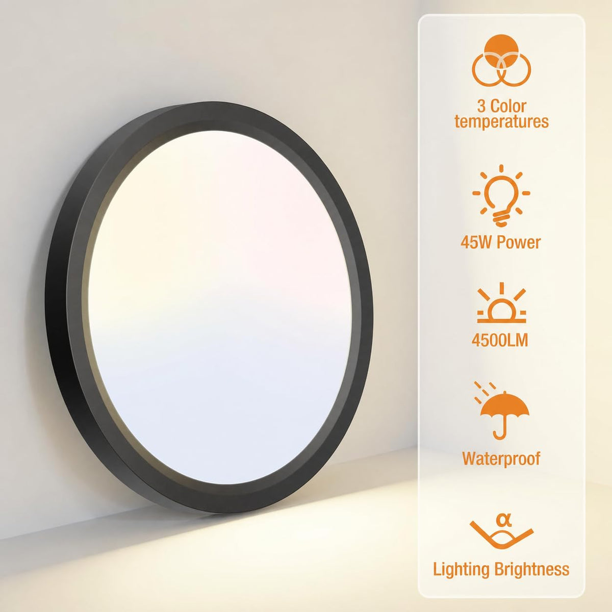 20 Inch LED Flush Mount Ceiling Light Fixture (Black / 20Inch-1Pack)