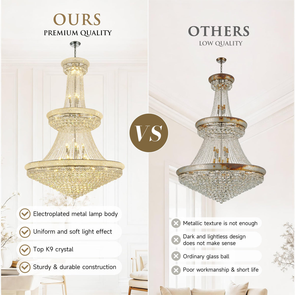 42 Lights Large Crystal Chandelier 48 (48"(Silver))