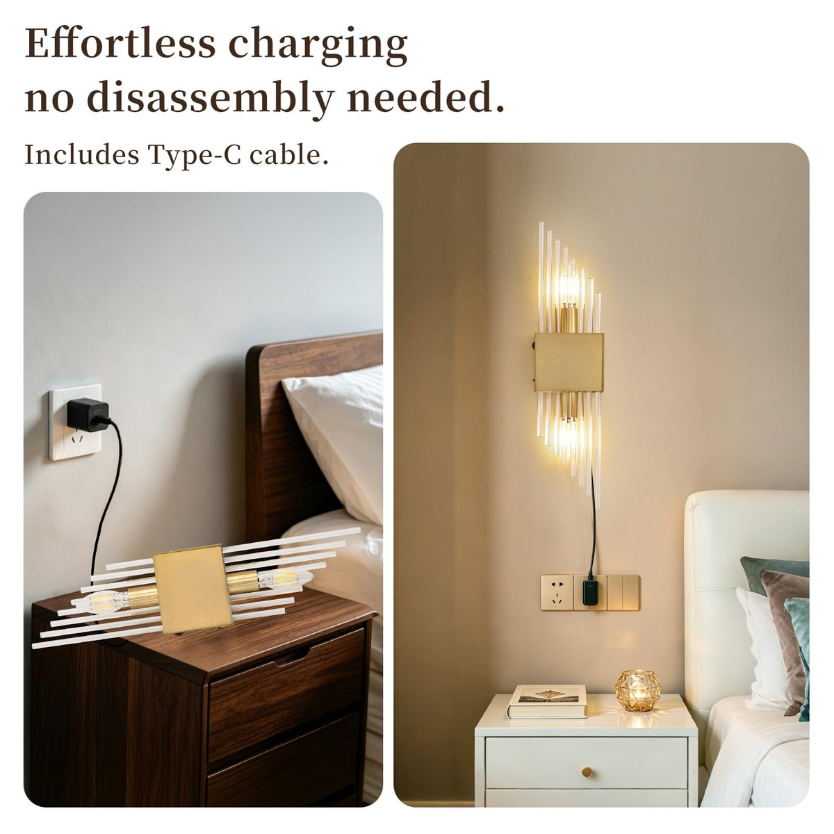 Battery Operated Wall Sconces Set of 2 (Gold 2pc)