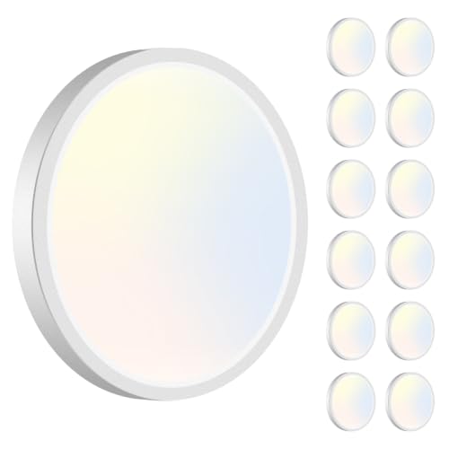 Dimmable Flush Mount Ceiling Light Fixture Black (White / 7.5Inch-12pack)