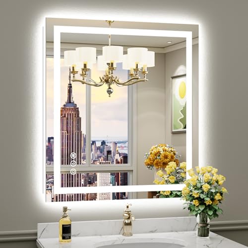 36x32 Inch LED Bathroom Mirror with Lights (Backlit+front Lit / 36"L x 32"W)