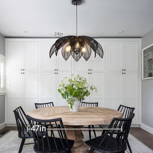 Black Rattan Chandelier (DW-007-3H)