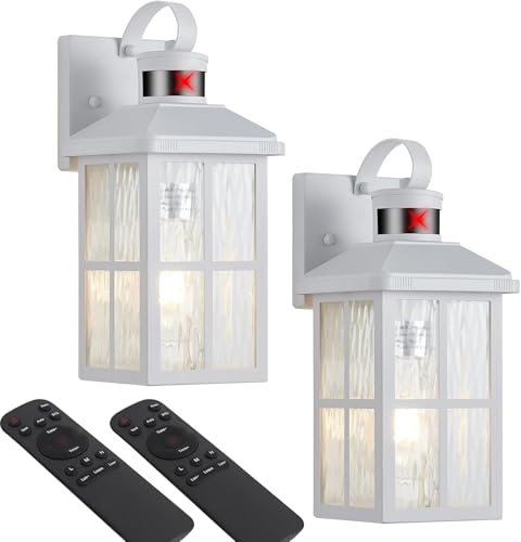 Porch Lights Outdoor with Remote (2 White RW)