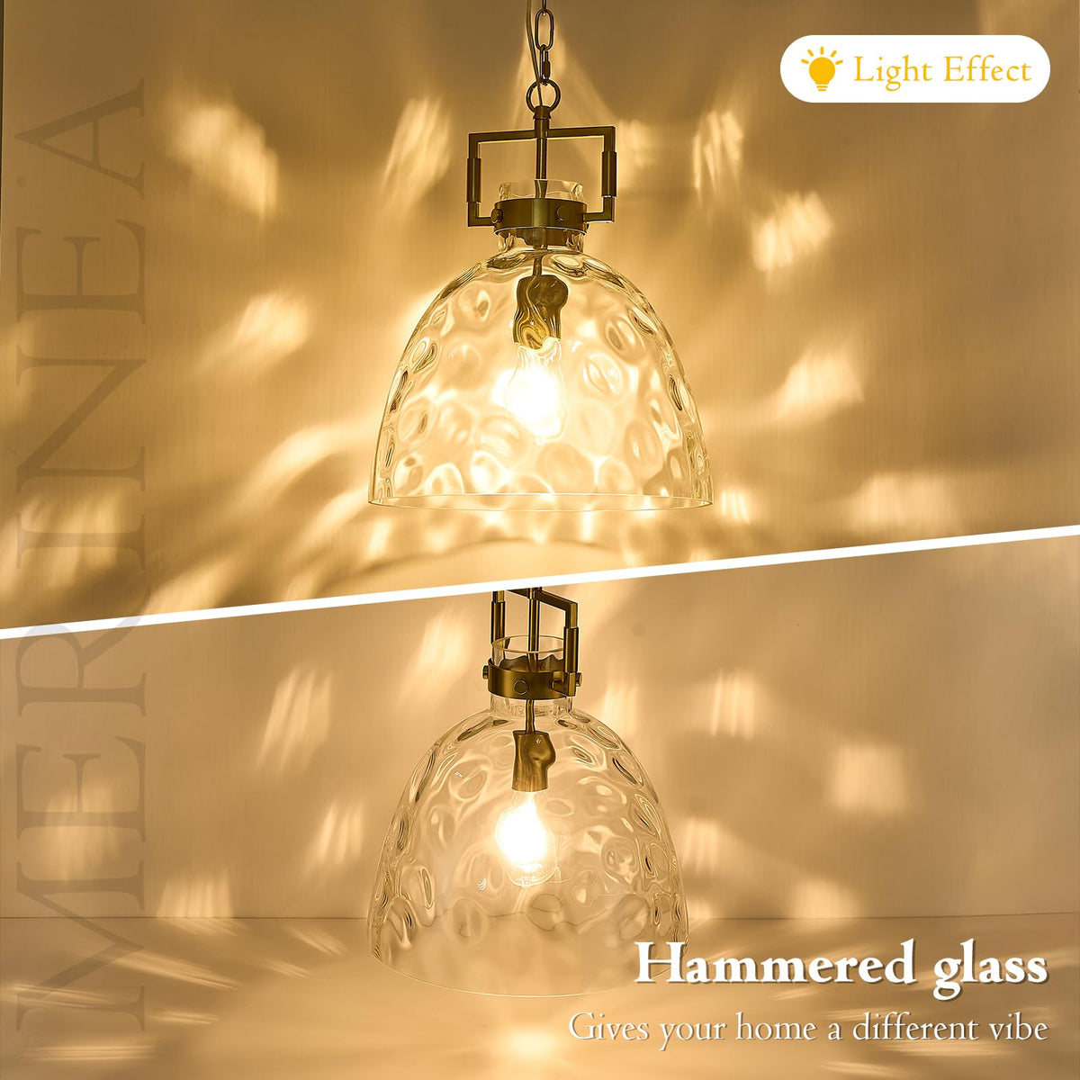 13.8" Gold Glass Pendant Light (Golden)