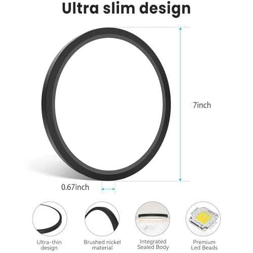 7 inch Flush Mount LED Ceiling Light Fixture (Black / 7in-1Pack)