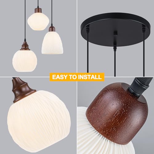 3 Lights Cluster Pendant Light for Kitchen Island (3D Printed Lampshape / 3 Light)