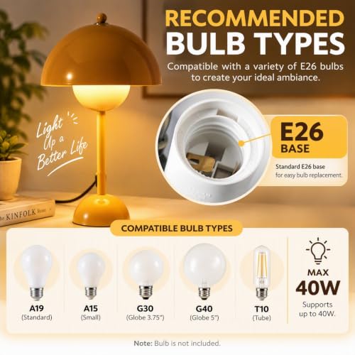 Creative Mid Century Modern Bud Table Lamp for Home&Office (Melon Yellow)