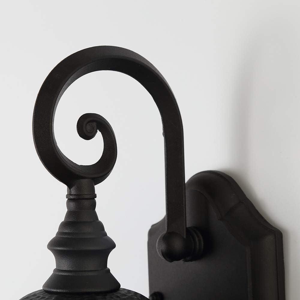 Outdoor Wall Lantern (Black & Clear Glass / 15.7 inch-Wall Lamp)