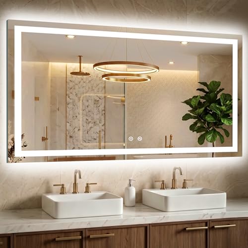 30x55 LED Bathroom Mirror with Lights (Rec Corner-3 Light Modes / 30"L x 55"W)