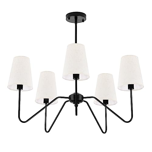 Linear Chandelier with Fabric Shades