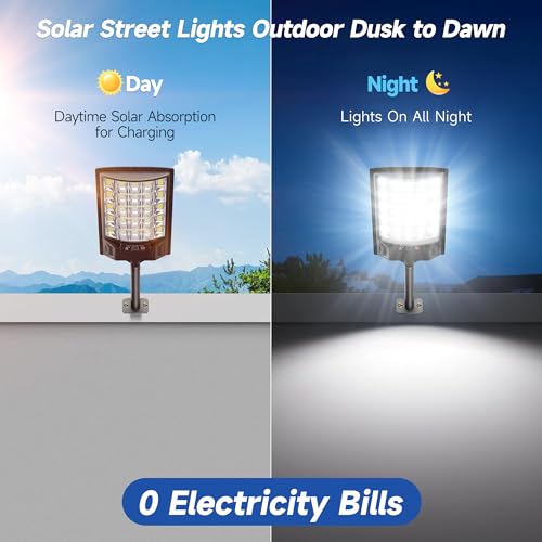Solar Street Lights Outdoor Waterproof 4 Pack (Black / 4 Pack)
