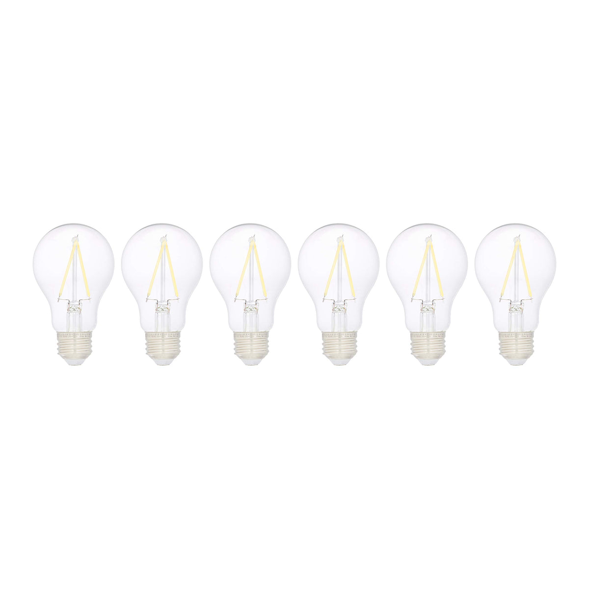 A19 LED Light Bulbs (6 Count (Pack of 1) / Clear, Daylight)
