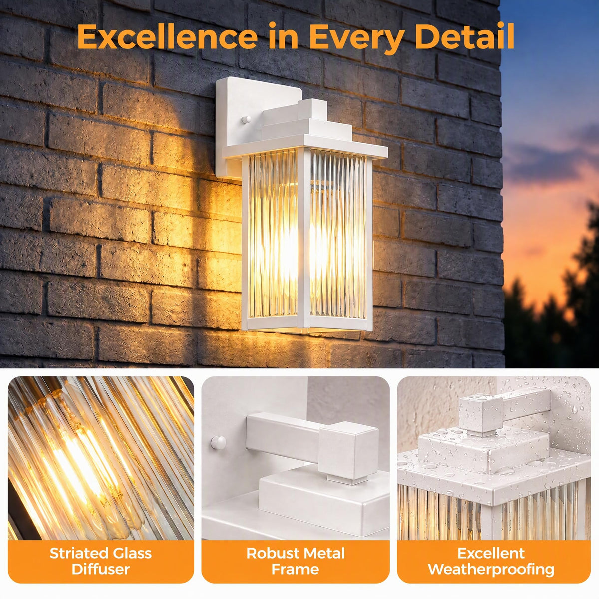 2 Pack 15" White Outdoor Wall Light (White / 15''-2 Pack)