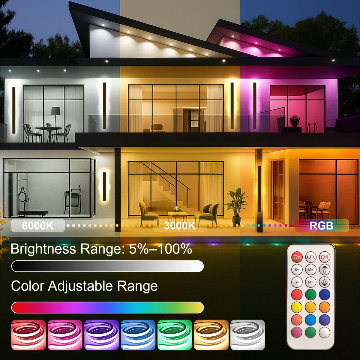 Outdoor Lights for House (RGB (Red, Green, Blue) / 1pack-31.5Inch*2inch)