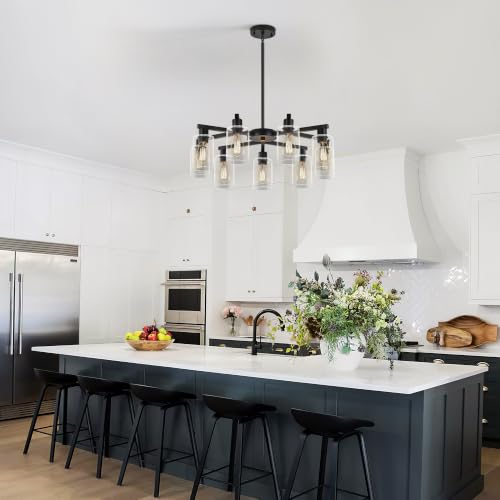 9 Light Black Modern Farmhouse Chandelier (Black / 9-Lights/29.5")