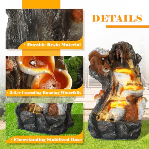 22" H Indoor Outdoor Water Feature (Yellow & Brown)