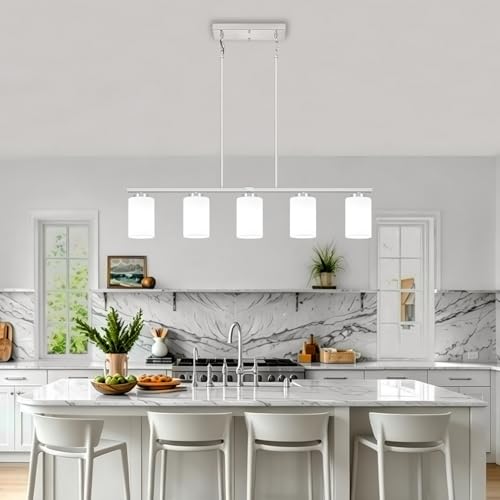 5 Light Modern Linear Chandelier Over Table Dining Room Light Fixtures (5-Light Nickel)