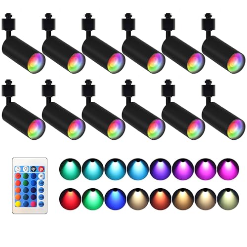 Plug in H Type LED Track Lighting Heads Dimmable GU10 Spotlights (Black RGB)