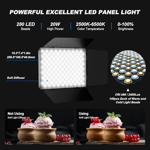 2Pack LED Video Light Kit with Barn Door 12.6" Bi