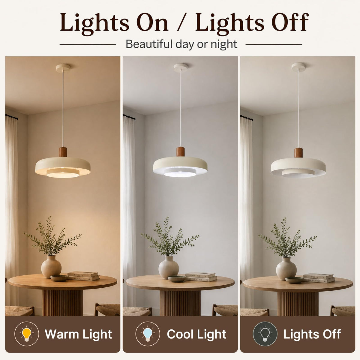 Mid Century Modern Pendant Light (Cream / 20 inches)