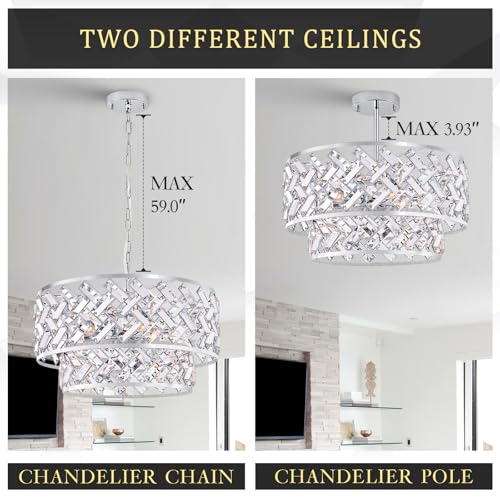 20" Chrome Crystal Chandelier (Large Drum Chrome)