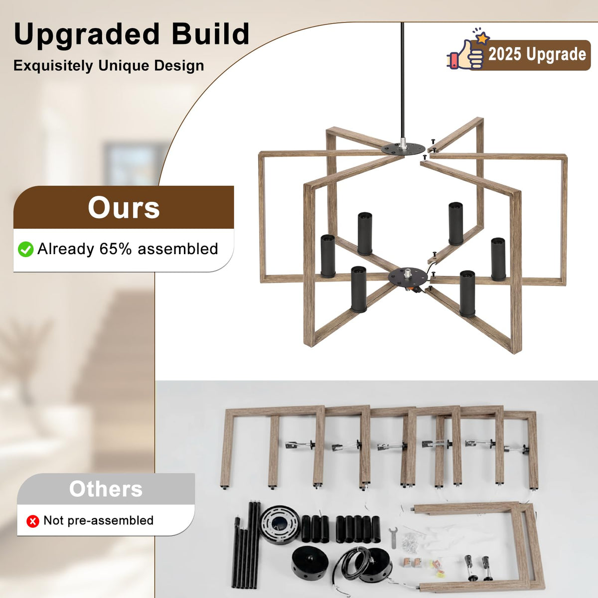 6 Light Farmhouse Chandelier (Brown / 6-Light)