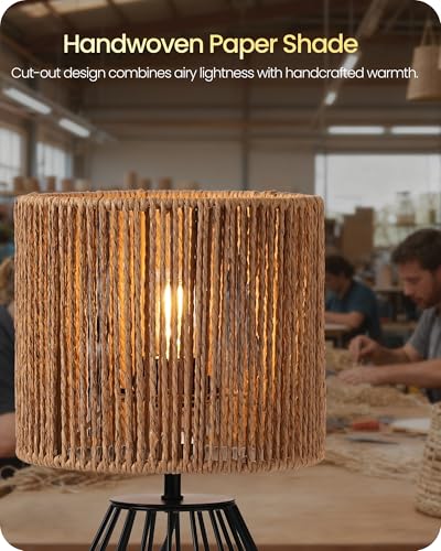 Rattan Table Lamp (Striped + Black)