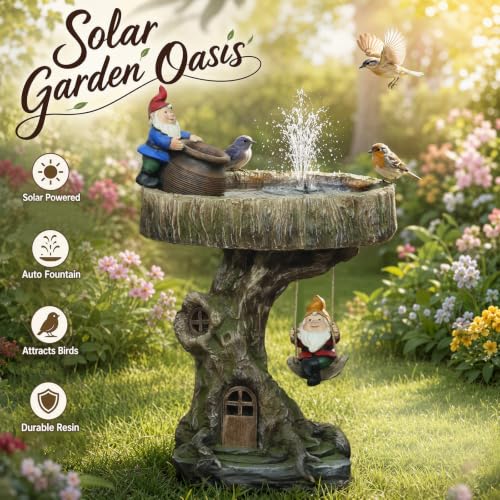 Gnome Outdoor Water Fountain with Solar Pump (Sl27004)