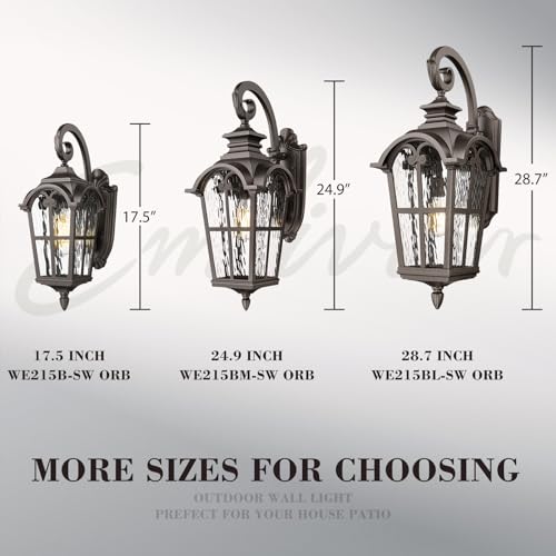 Outdoor Porch Lights (ORB - Water Ripple Glass / 17.5 Inch - No Function)