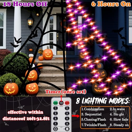 Halloween Light Up Spider Web Outdoor (A-Purple&Orange - 555LED)