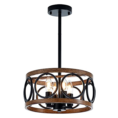 Farmhouse Drum Pendant Light Chandeliers for Dining Room