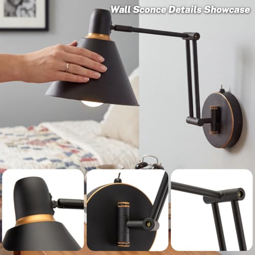 OSYNNIQ Wall Sconce Light with Adjustable Swing Arm for Bedside Reading (STYLE 3)