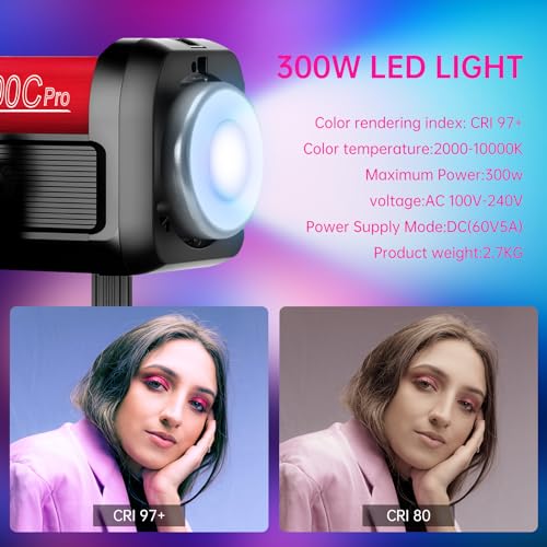 GVM 300W Photo Lighting RGB Video Light with Bowens Holder Lantern Softbox and Stand CRI 97+ CCT 2000K~10000K 6 Lighting Scenarios Application Program Controlled Studio Photo Lights (studio lights)