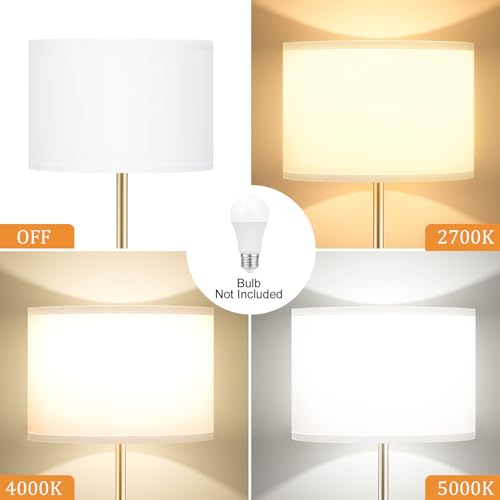 60'' Modern Floor Lamp with Shade (White Shade Gold Pole / 60 Inches (Without Bulb))