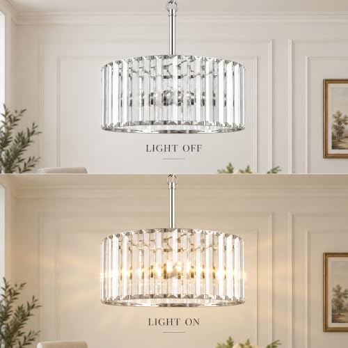 Modern Glass Chandelier for Dining Room (Chrome / 3 Light)