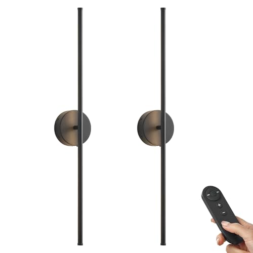 Battery Operated Wall Sconces Set of Two Wireless Wall Lights (Black / 40.1 Inches)