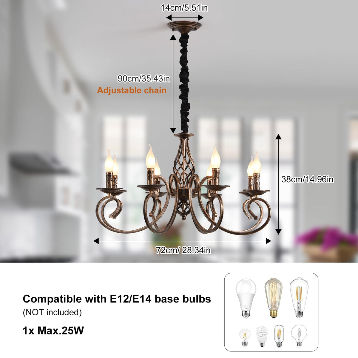 8 Light Rustic French Country Chandelier (Bronze/8 Lights)