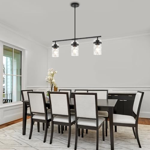 29.52" Modern Kitchen Island Lights Linear Chandelier for Dining Room (3-Light Black)