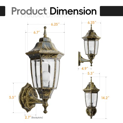 Dusk to Dawn Outdoor Porch Light with Bulb (Gold / Dusk to Dawn-Aluminum)