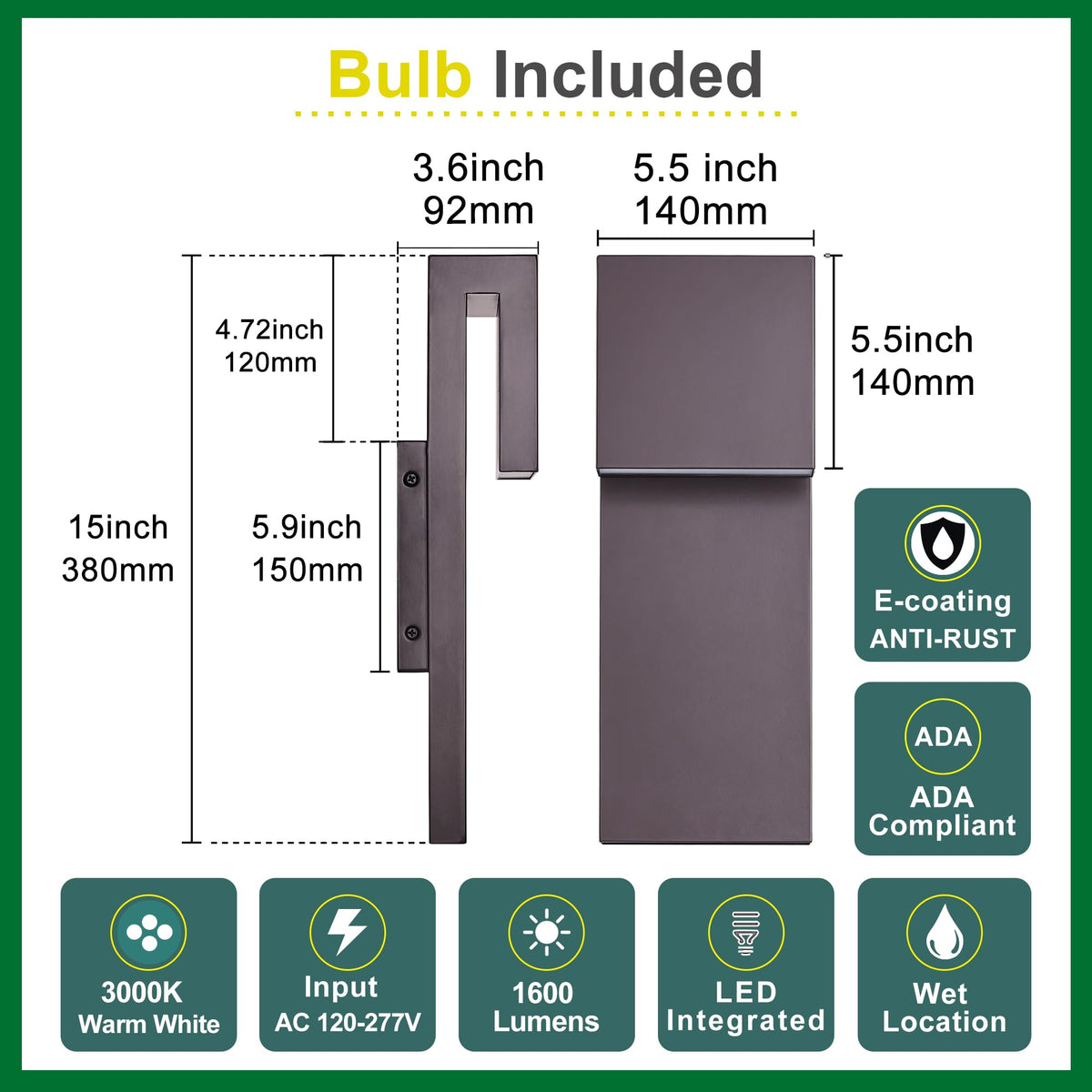 Outdoor Wall Lights Modern Exterior Lighting Fixtures (2 Pack Bronze)